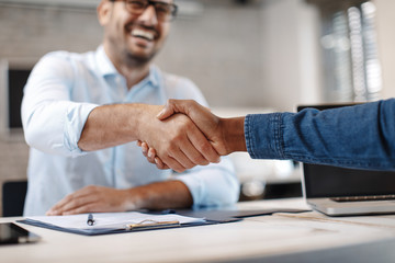 Shaking hands on a partnership